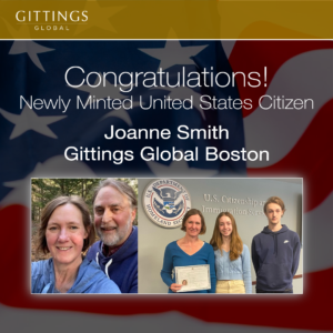 Gittings Global Congratulates Joanne Smith On Her U.s. Citizenship!
