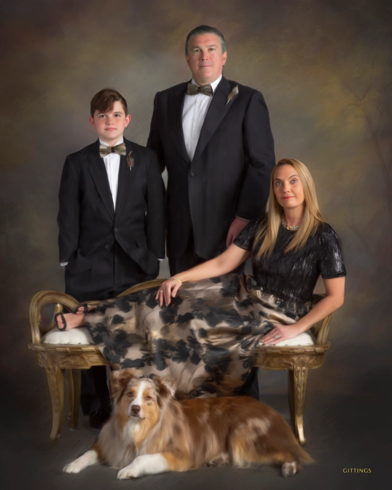 ©Gittings_studio_formal_pet_portrait_family_with_dog